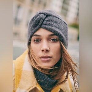 Sezane Twist Knit Anastasia Beanie Gray